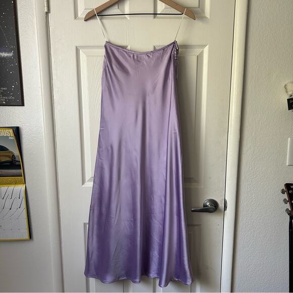 Shareen Collections Lilac Satin Maxi Skirt and Crop Top Set size 8 - Picture 12 of 13